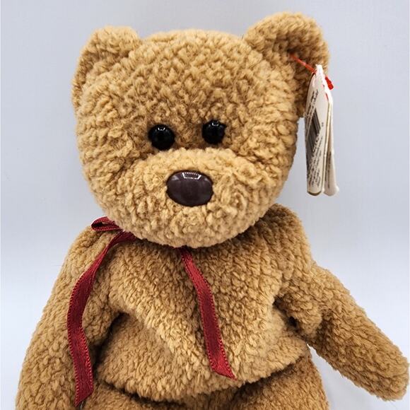 1993/1996 Original TY Beanie Baby Curly Brown Bear, The Beanie Babies Collection - Picture 2 of 11